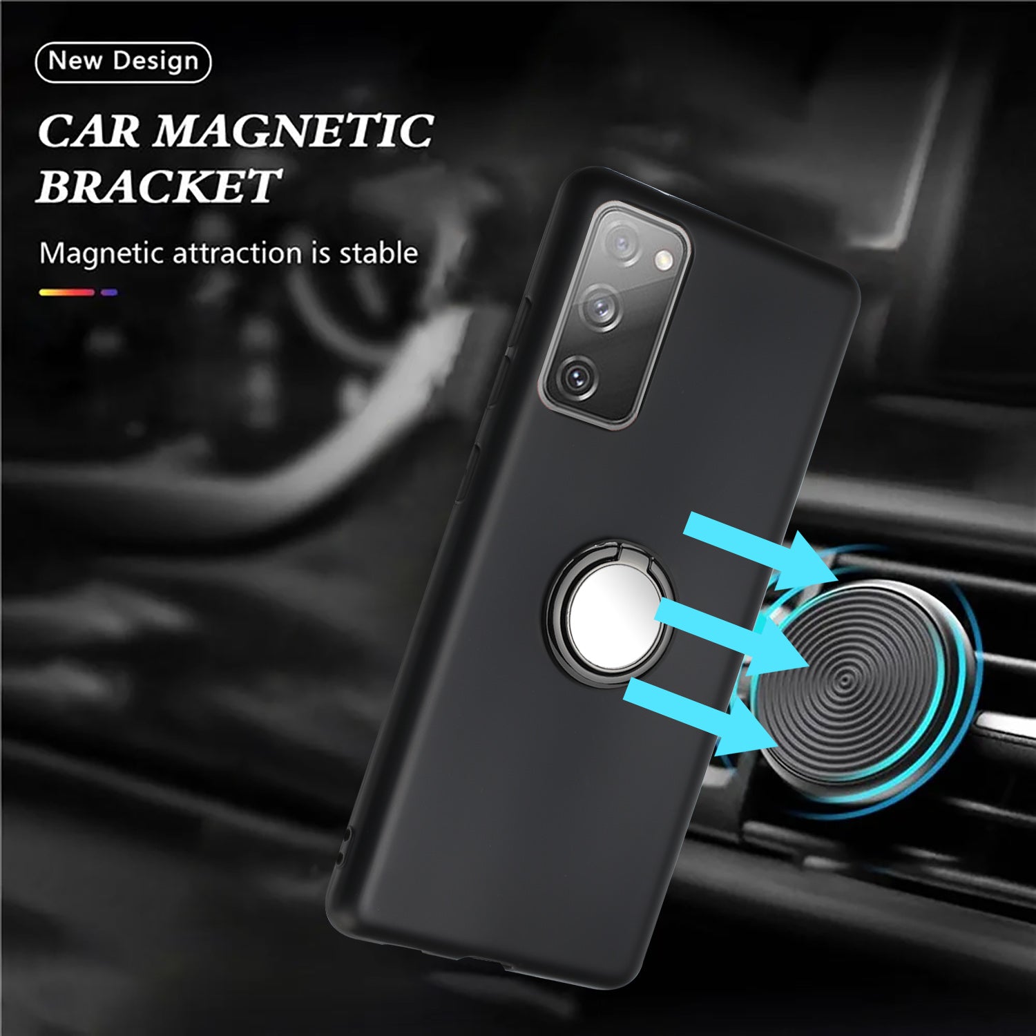 For Samsung Galaxy S20 FE / S20 FE 5G / S20 FE 2022 / S20 Lite Matte TPU Phone Cover with Ring Kickstand - Black