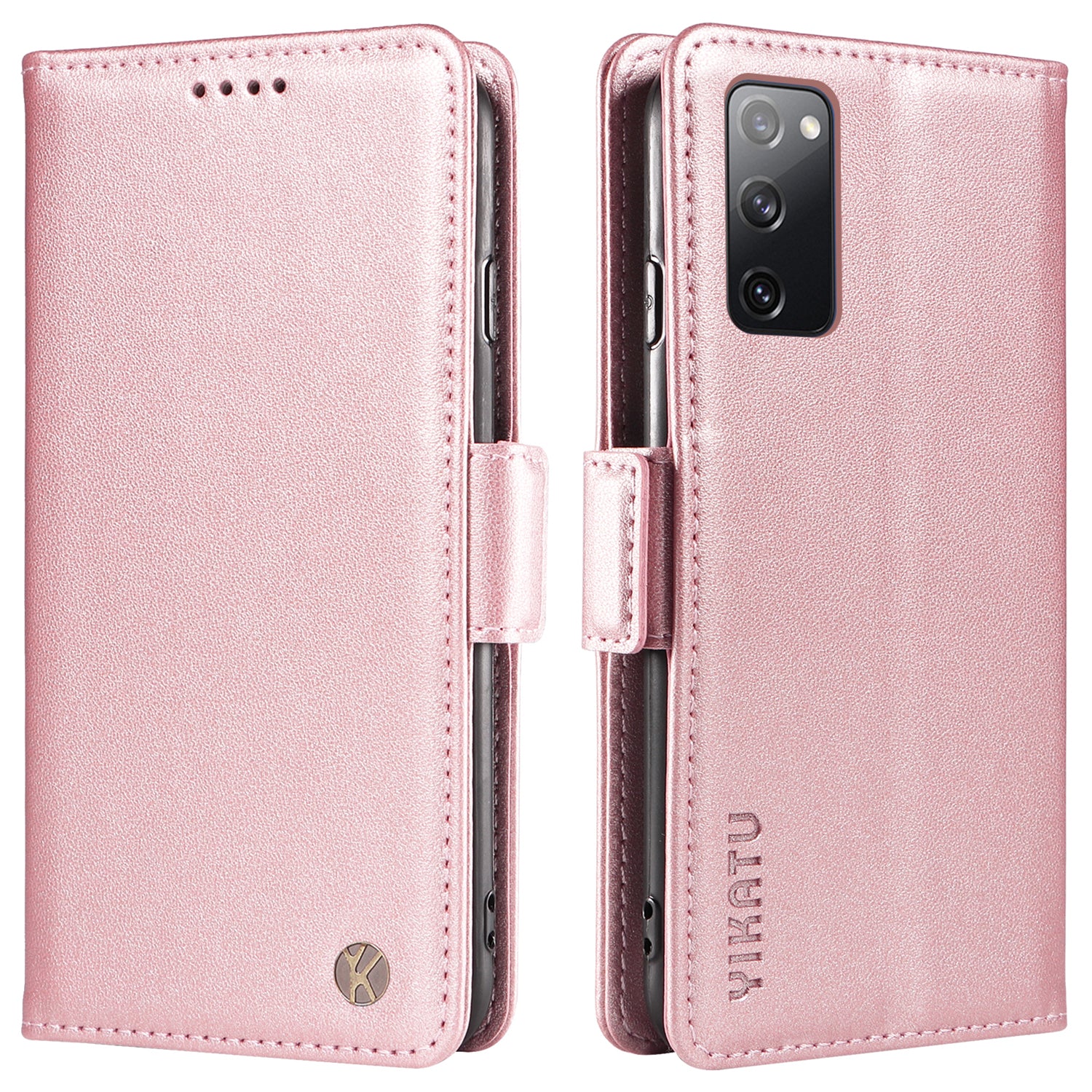 YIKATU YK-003 Wallet Case for Samsung Galaxy S20 FE / S20 FE 5G / S20 FE 2022 / S20 Lite , PU Leather Stand Magnetic Phone Cover - Rose Gold