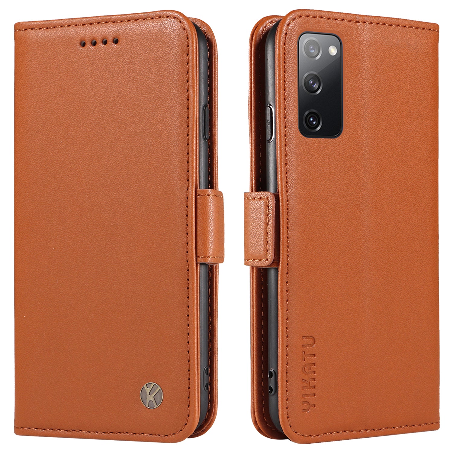 YIKATU YK-003 Wallet Case for Samsung Galaxy S20 FE / S20 FE 5G / S20 FE 2022 / S20 Lite , PU Leather Stand Magnetic Phone Cover - Brown