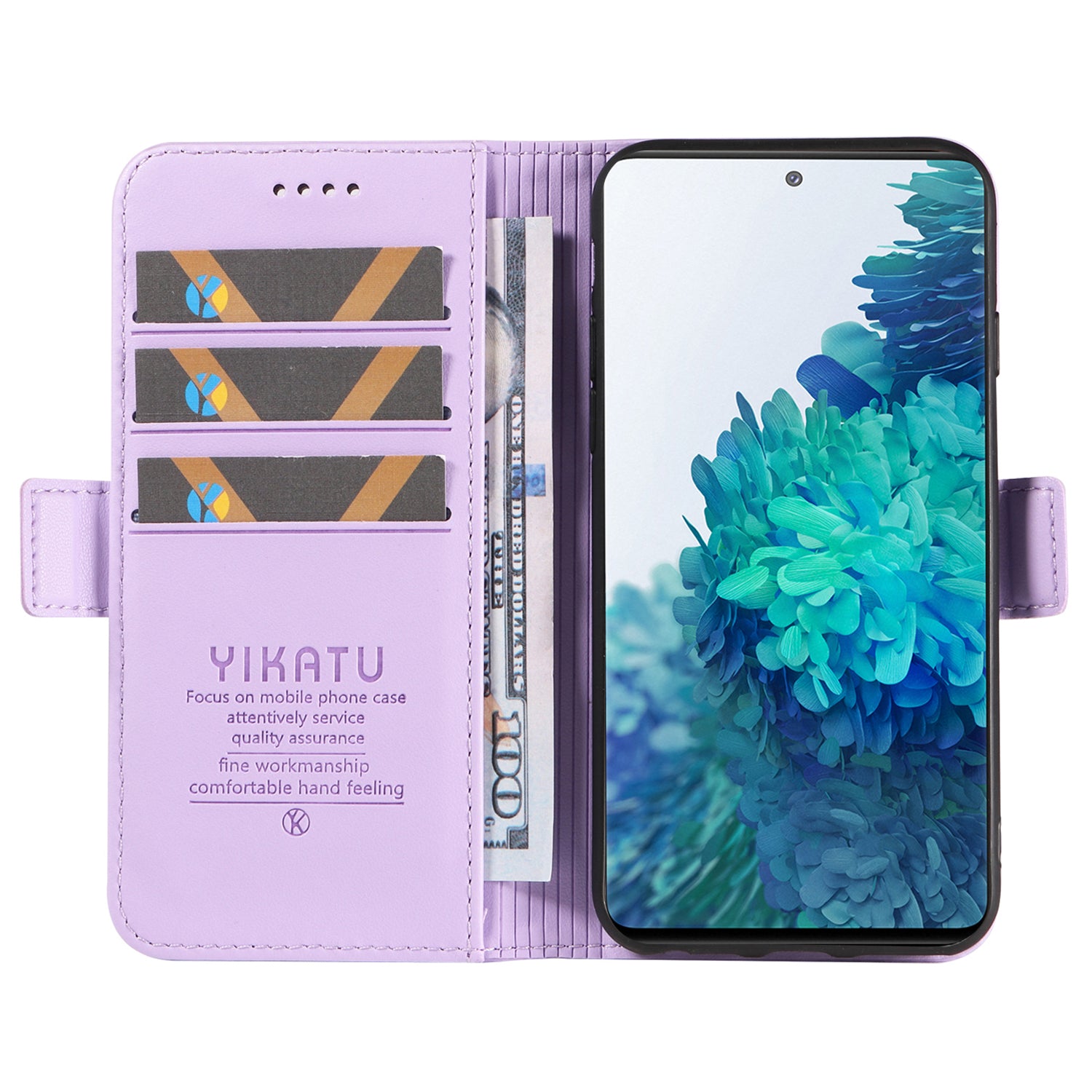 YIKATU YK-003 Wallet Case for Samsung Galaxy S20 FE / S20 FE 5G / S20 FE 2022 / S20 Lite , PU Leather Stand Magnetic Phone Cover - Light Purple