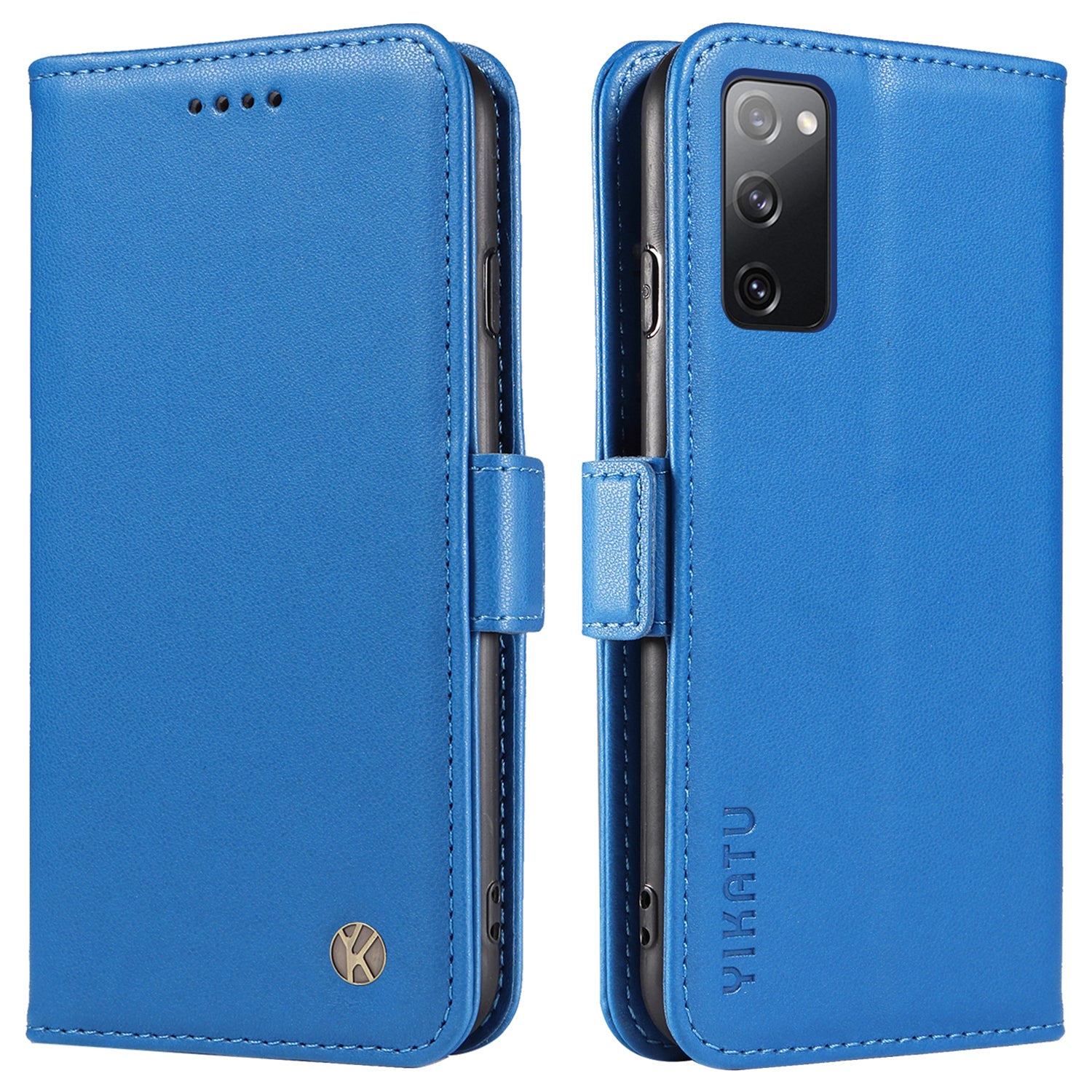 YIKATU YK-003 Wallet Case for Samsung Galaxy S20 FE / S20 FE 5G / S20 FE 2022 / S20 Lite , PU Leather Stand Magnetic Phone Cover - Sky Blue