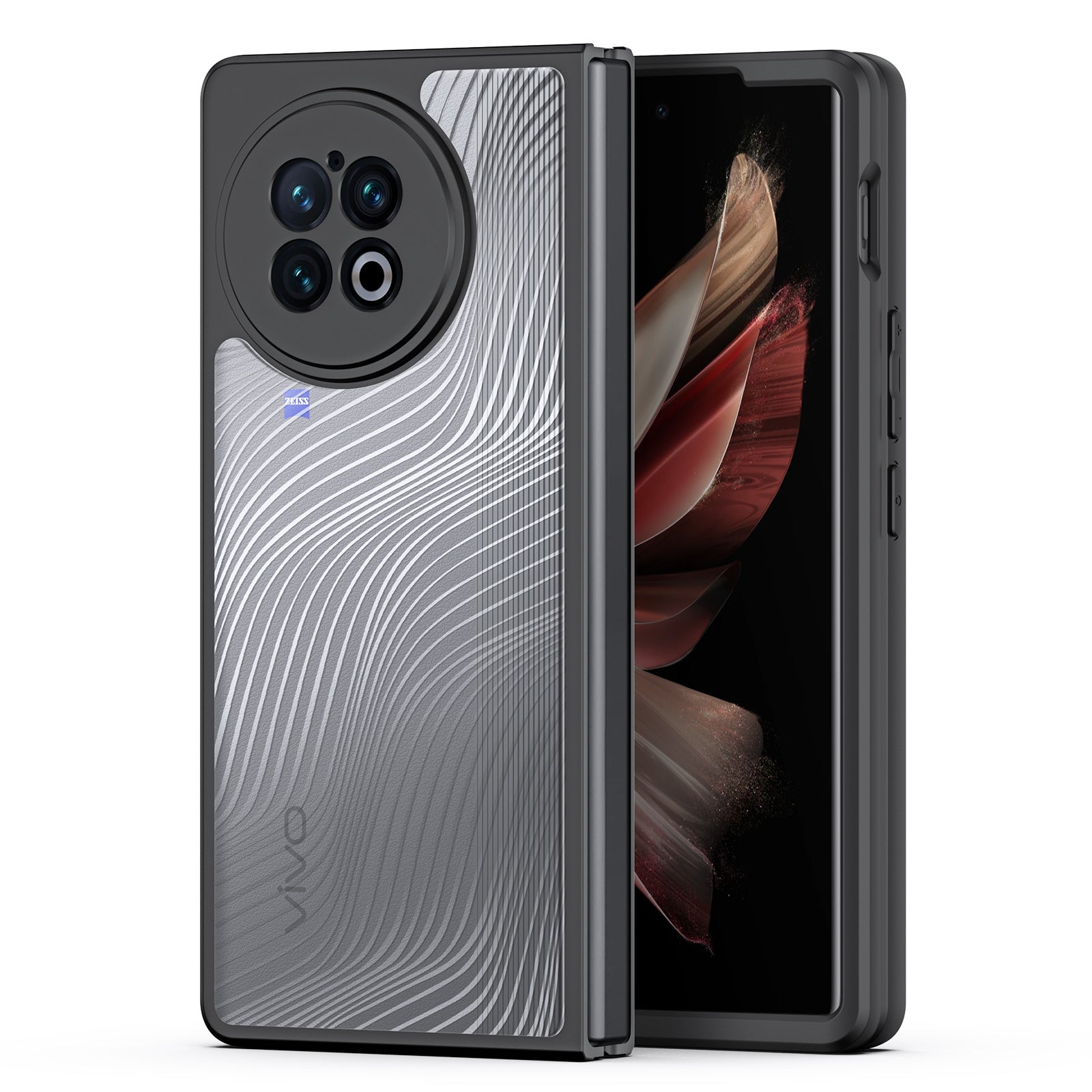 DUX DUCIS Aimo Series TPU+PC Phone Case for vivo X Fold2 Frosted Phone Cover (REACH Certification) - Black