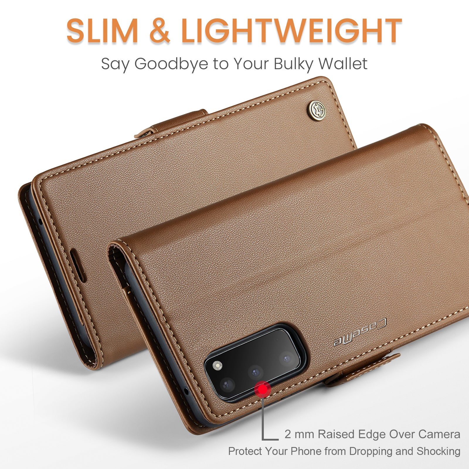 CASEME 023 Series For Samsung Galaxy S20 4G / 5G PU Leather Case RFID Blocking Litchi Texture Stand Wallet Phone Cover - Brown