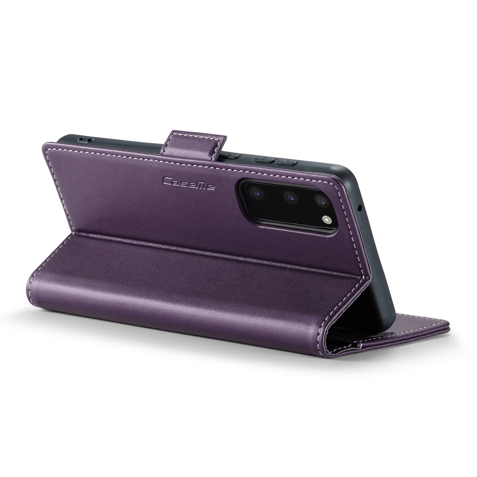 CASEME 023 Series For Samsung Galaxy S20 4G / 5G PU Leather Case RFID Blocking Litchi Texture Stand Wallet Phone Cover - Purple