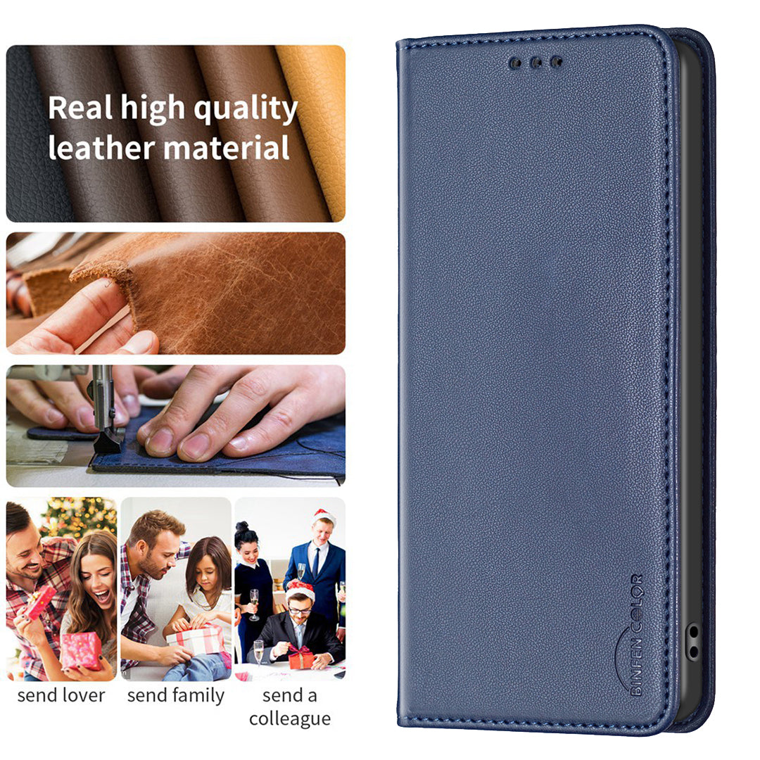 BINFEN COLOR BF18 for Samsung Galaxy S20 FE / S20 FE 5G / S20 FE 2022 / S20 Lite Phone Case Stand Card Holder Leather Cover - Blue