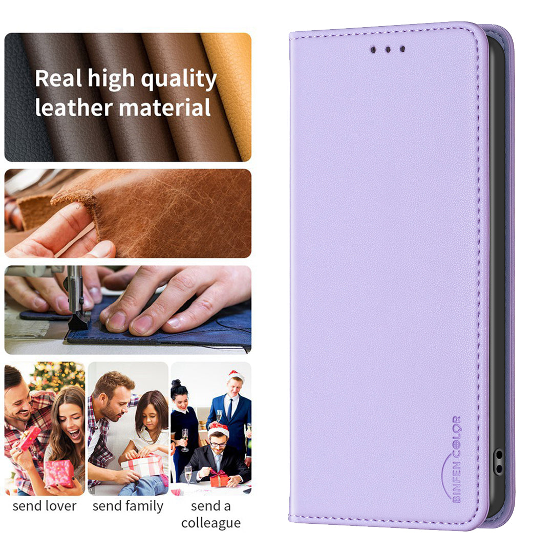 BINFEN COLOR BF18 for Samsung Galaxy S20 FE / S20 FE 5G / S20 FE 2022 / S20 Lite Phone Case Stand Card Holder Leather Cover - Purple