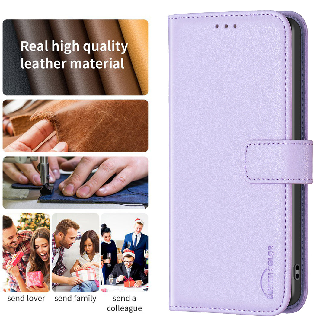 BINFEN COLOR BF17 For Samsung Galaxy S20 4G / 5G Flip Folio Wallet Cover PU Leather Stand Phone Case - Purple