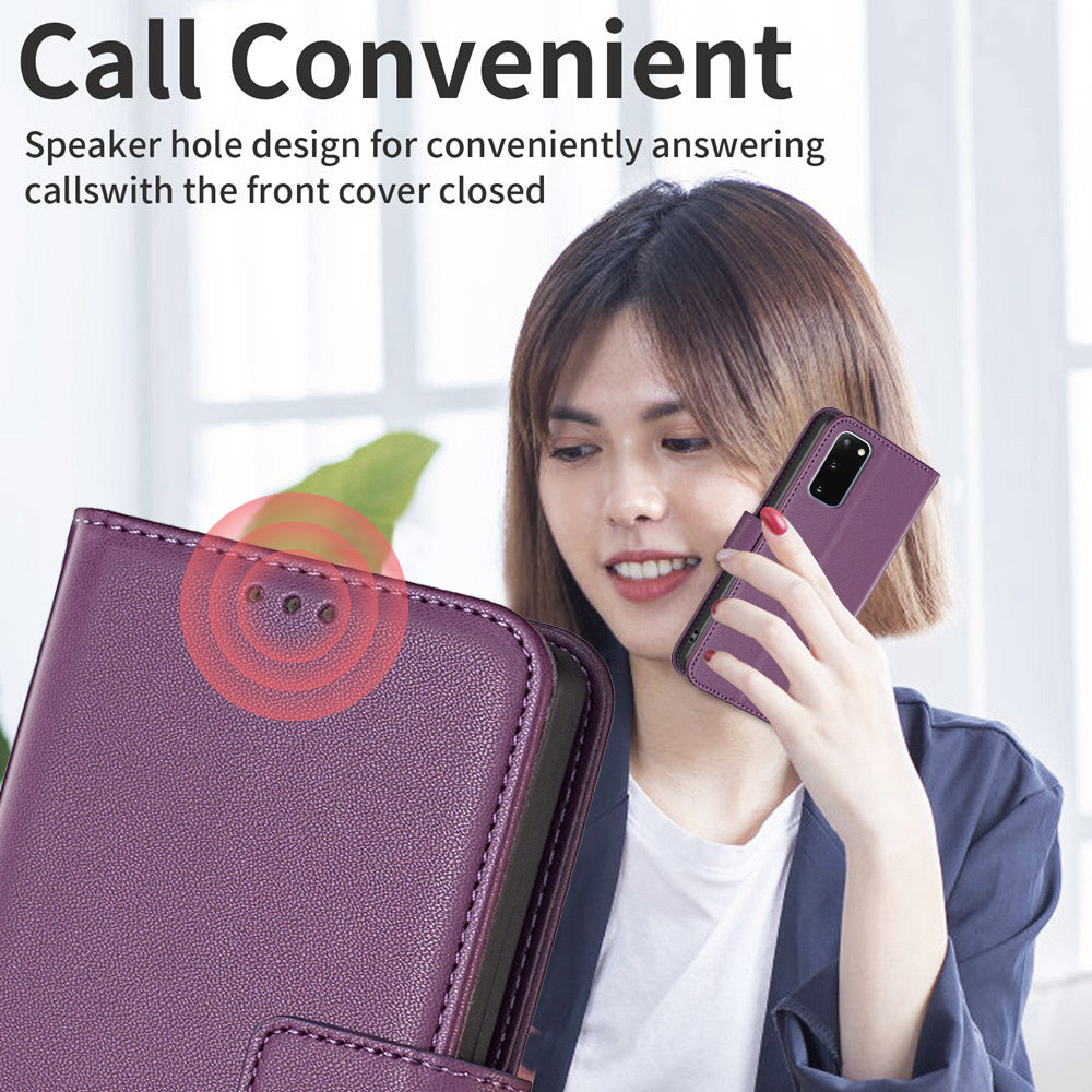 BINFEN COLOR BF17 For Samsung Galaxy S20 4G / 5G Flip Folio Wallet Cover PU Leather Stand Phone Case - Dark Purple