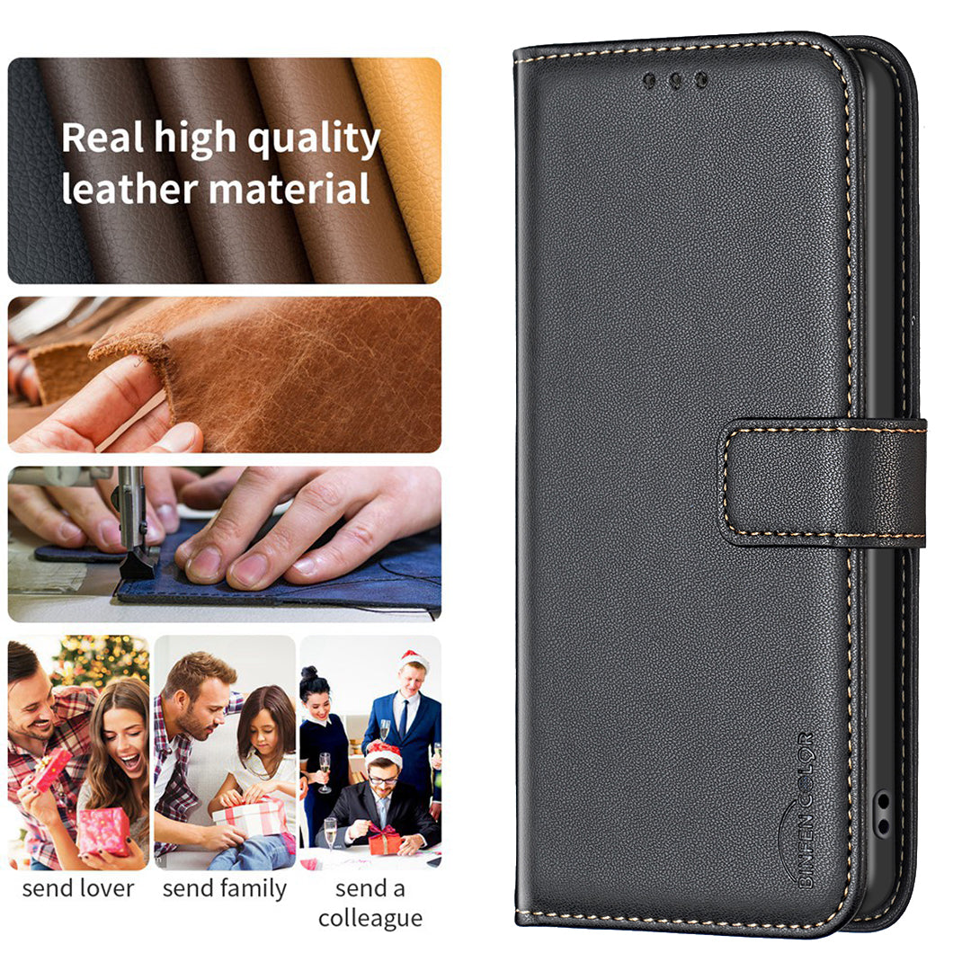 BINFEN COLOR BF17 For Samsung Galaxy S20 4G / 5G Flip Folio Wallet Cover PU Leather Stand Phone Case - Black