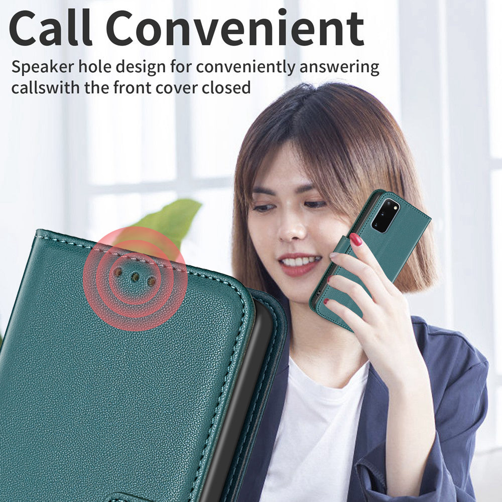 BINFEN COLOR BF17 For Samsung Galaxy S20 4G / 5G Flip Folio Wallet Cover PU Leather Stand Phone Case - Green