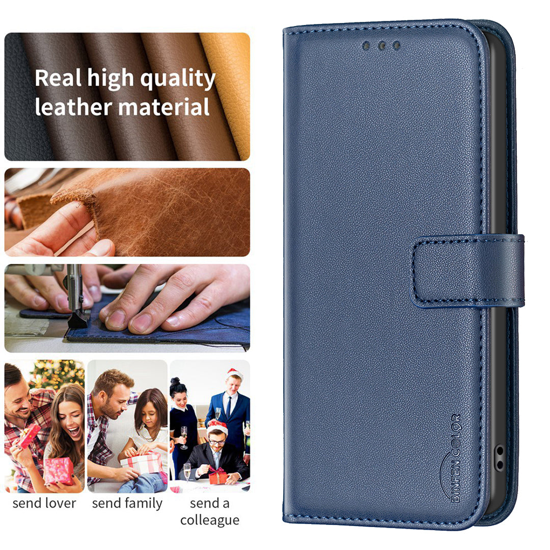 BINFEN COLOR BF17 For Samsung Galaxy S20 4G / 5G Flip Folio Wallet Cover PU Leather Stand Phone Case - Blue