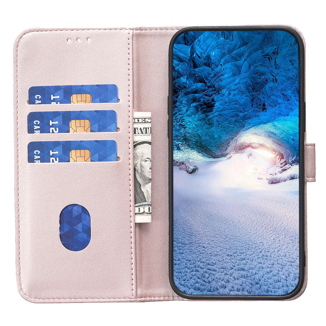 BINFEN COLOR BF17 TPU+PU Leather Phone Cover for Samsung Galaxy S20 Ultra Stand Magnetic Phone Case Wallet - Rose Gold