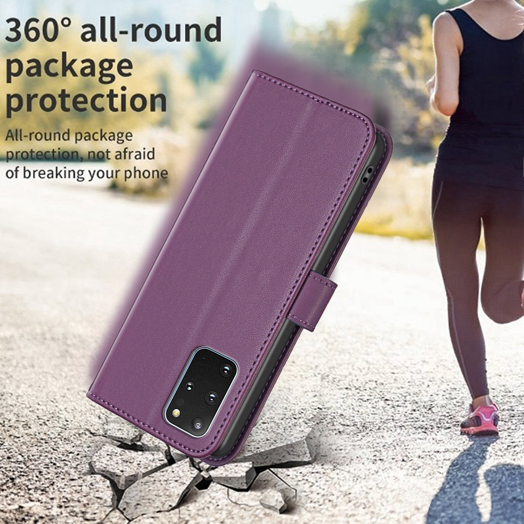 BINFEN COLOR BF17 For Samsung Galaxy S20 Plus 4G / 5G Slim-Fit Phone Cover Stand Magnetic Wallet PU Leather Phone Case - Dark Purple