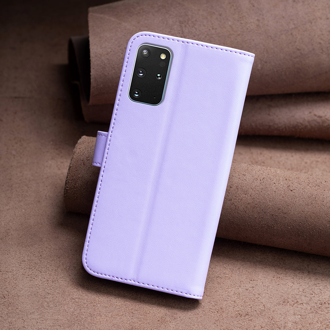 BINFEN COLOR BF17 For Samsung Galaxy S20 Plus 4G / 5G Slim-Fit Phone Cover Stand Magnetic Wallet PU Leather Phone Case - Purple