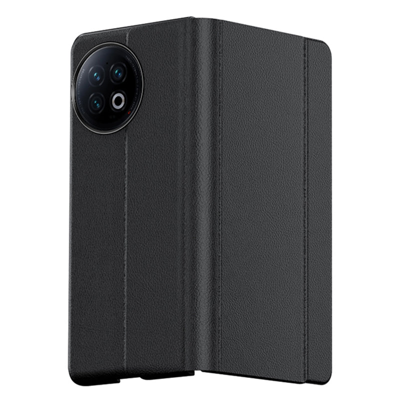 For vivo X Fold2 Stand PU Leather Folding Phone Cover Inner Black PC Phone Case - Black