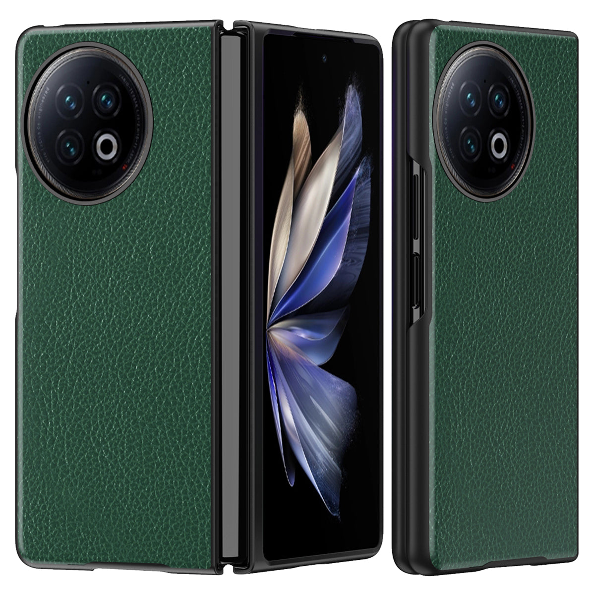 Protective Case for vivo X Fold2 Litchi Texture Phone Case PU Leather Coated Hard PC Phone Cover - Green