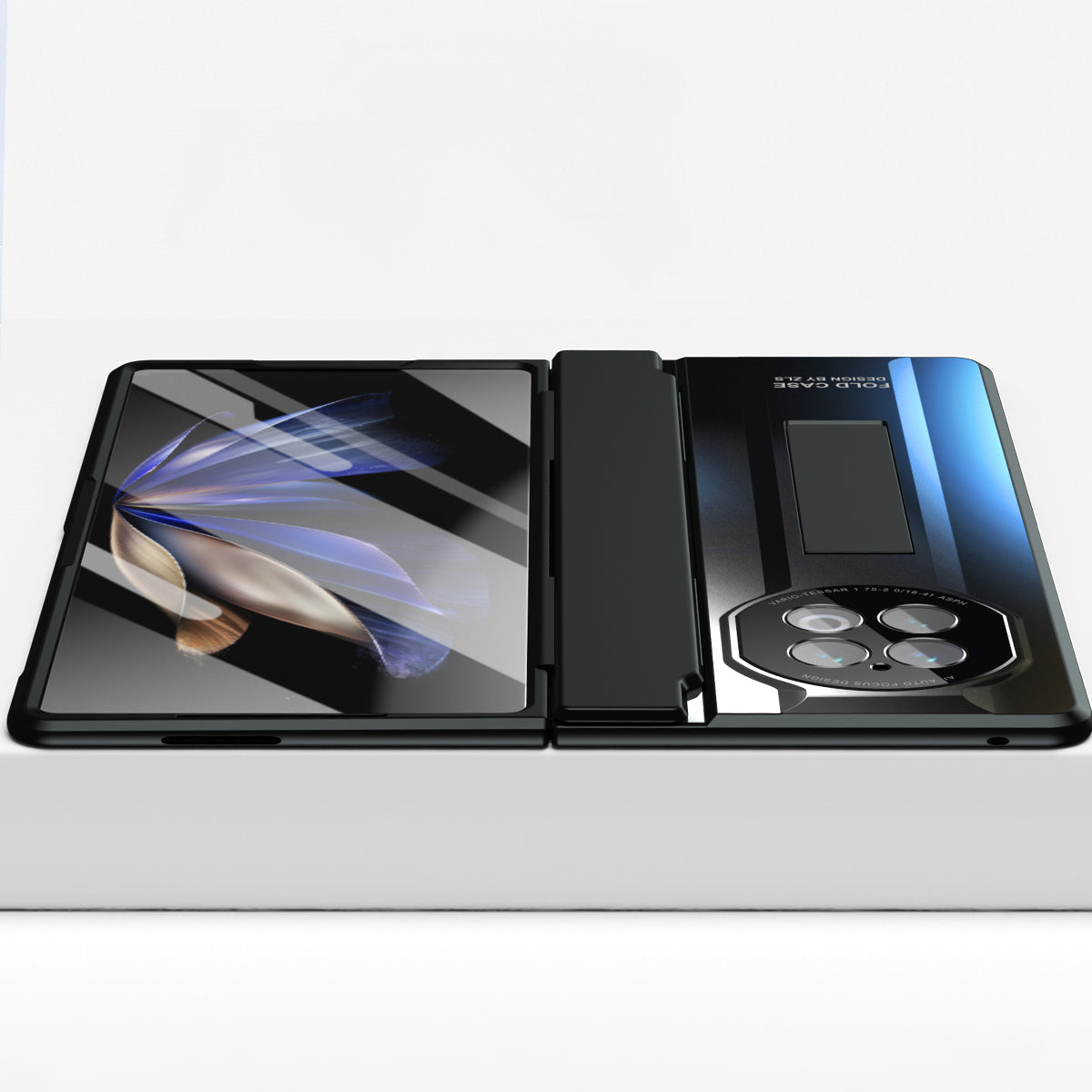 For vivo X Fold2 Hidden Kickstand PC Cover Anti-drop Folding Phone Case with Stylus Pen and Pen Slot - Black