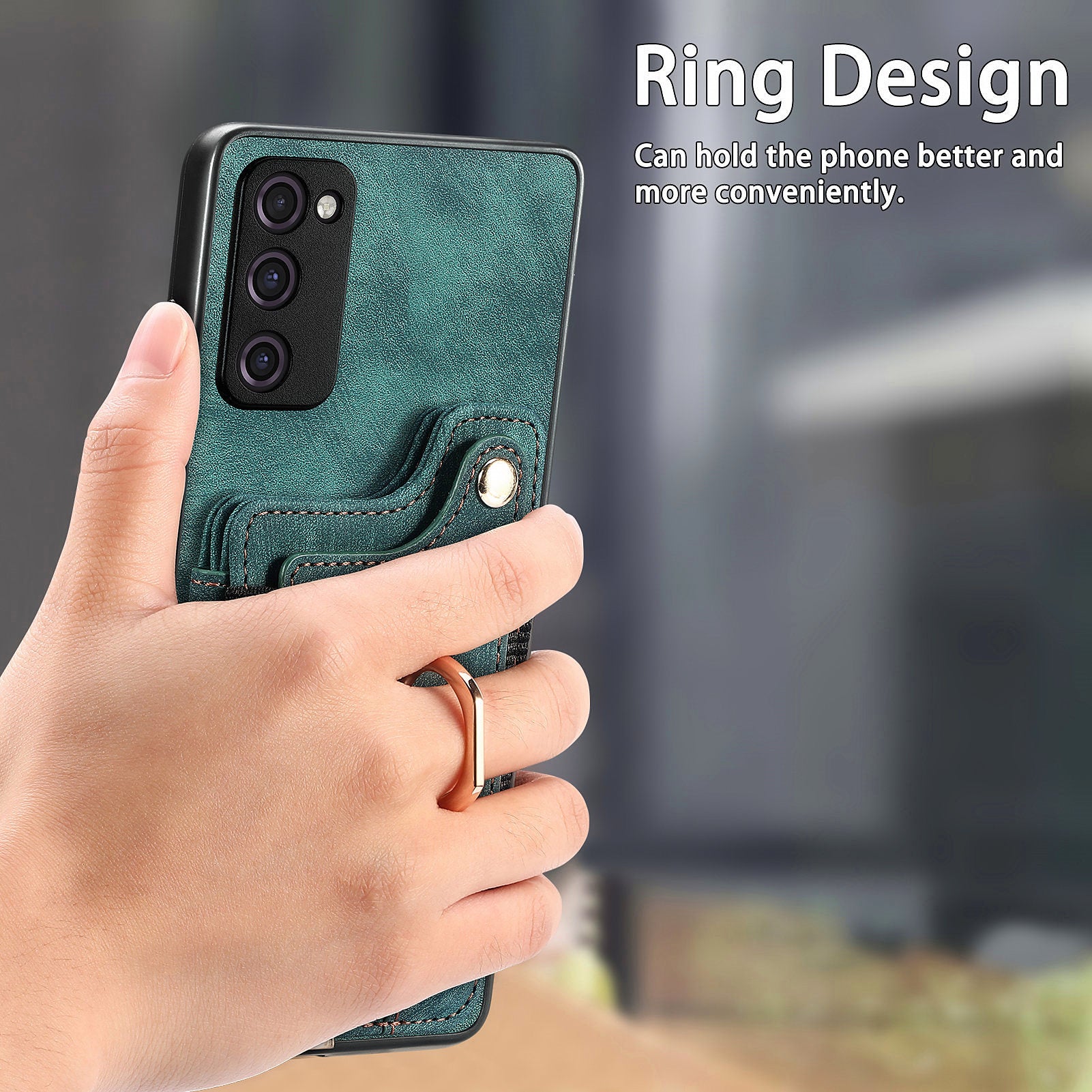 For Samsung Galaxy S20 FE / S20 FE 5G / S20 FE 2022 / S20 Lite RFID Blocking Phone Cover PU Leather Coated PC+TPU Card Holder Kickstand Case - Green