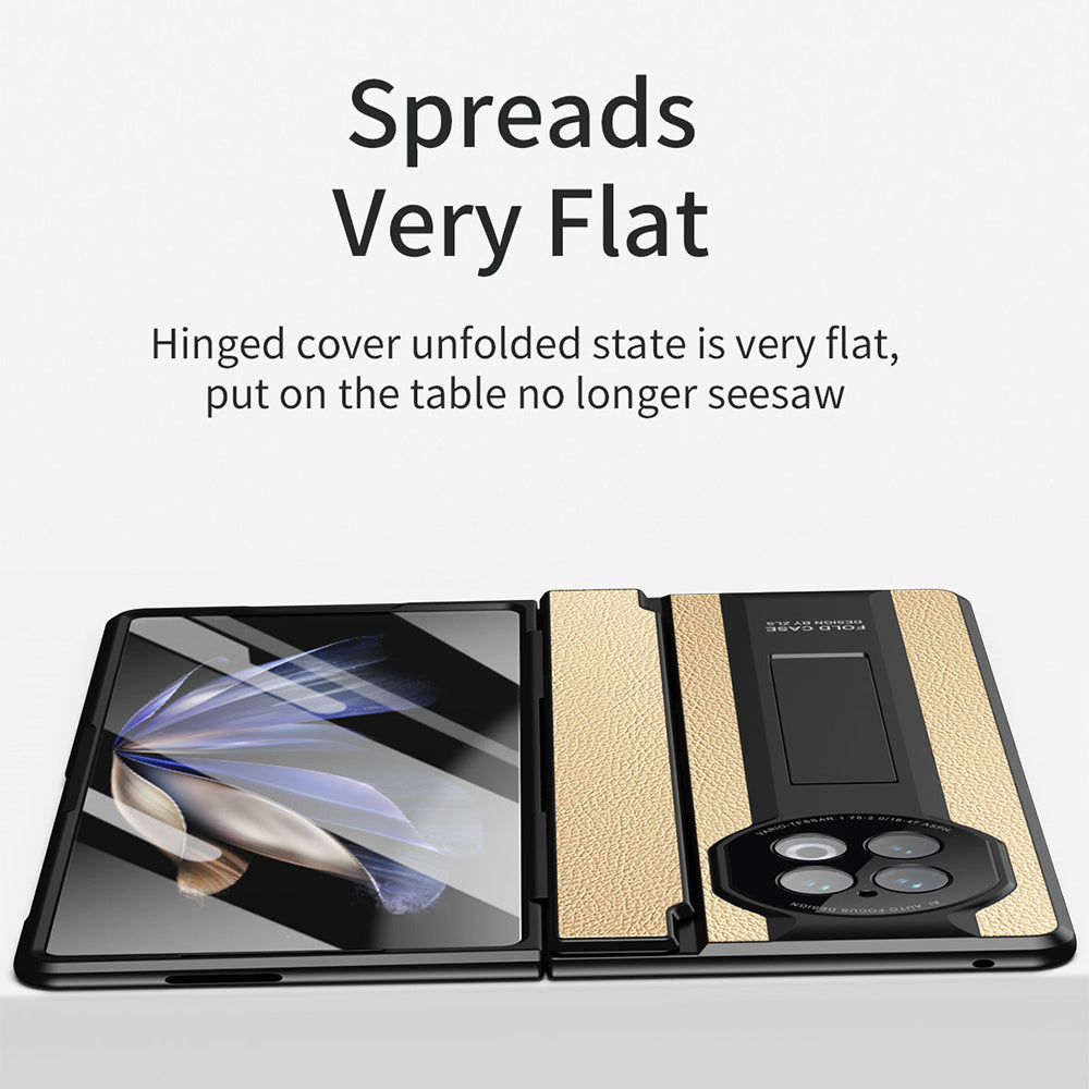 For vivo X Fold2 PU Leather+PC Phone Case All-Inclusive Cover with Tempered Glass Film - Black