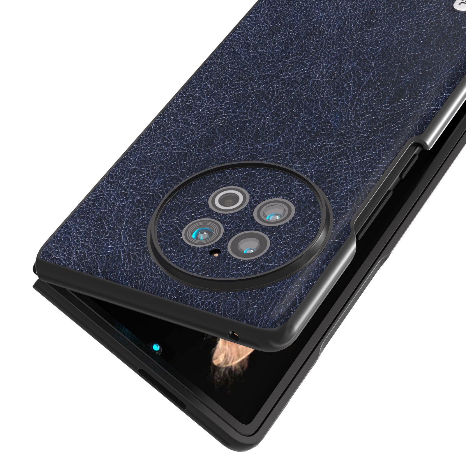 ABEEL For vivo X Fold2 PU Leather Coated PC Shockproof Cover Retro Litchi Texture Phone Cover - Blue