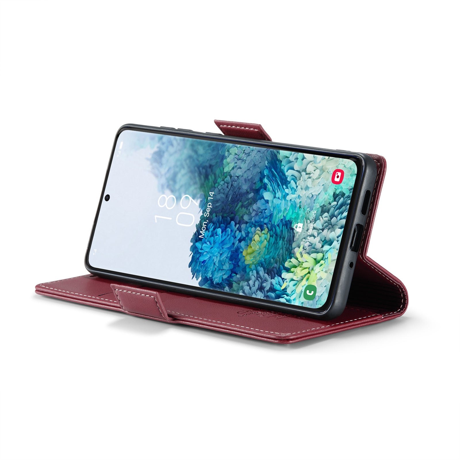 CASEME 023 Series Phone Stand Case for Samsung Galaxy S20 Plus 5G / 4G PU Leather RFID Blocking Wallet Cover - Red