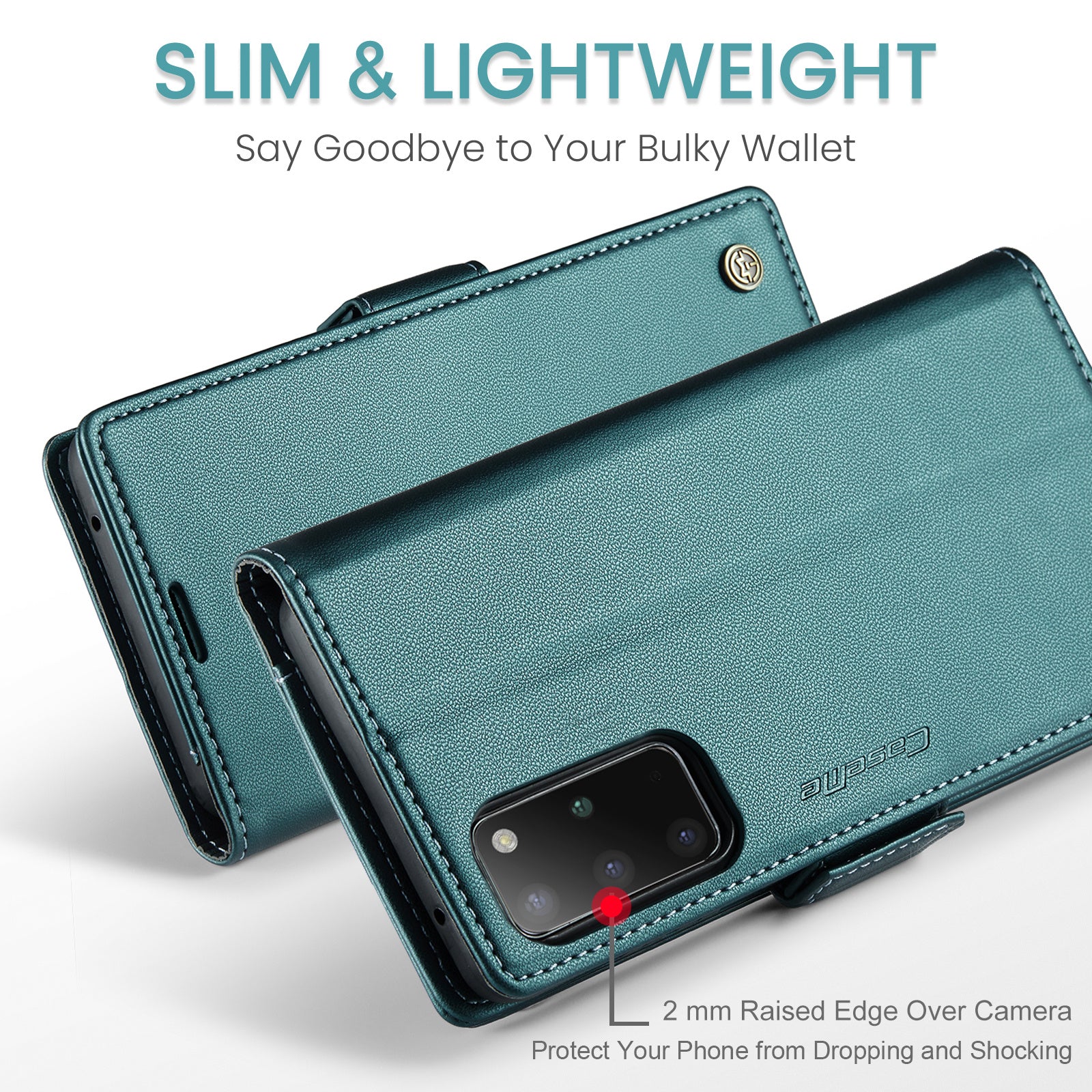 CASEME 023 Series Phone Stand Case for Samsung Galaxy S20 Plus 5G / 4G PU Leather RFID Blocking Wallet Cover - Green