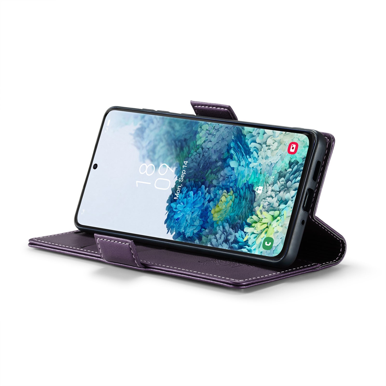 CASEME 023 Series Phone Stand Case for Samsung Galaxy S20 Plus 5G / 4G PU Leather RFID Blocking Wallet Cover - Purple