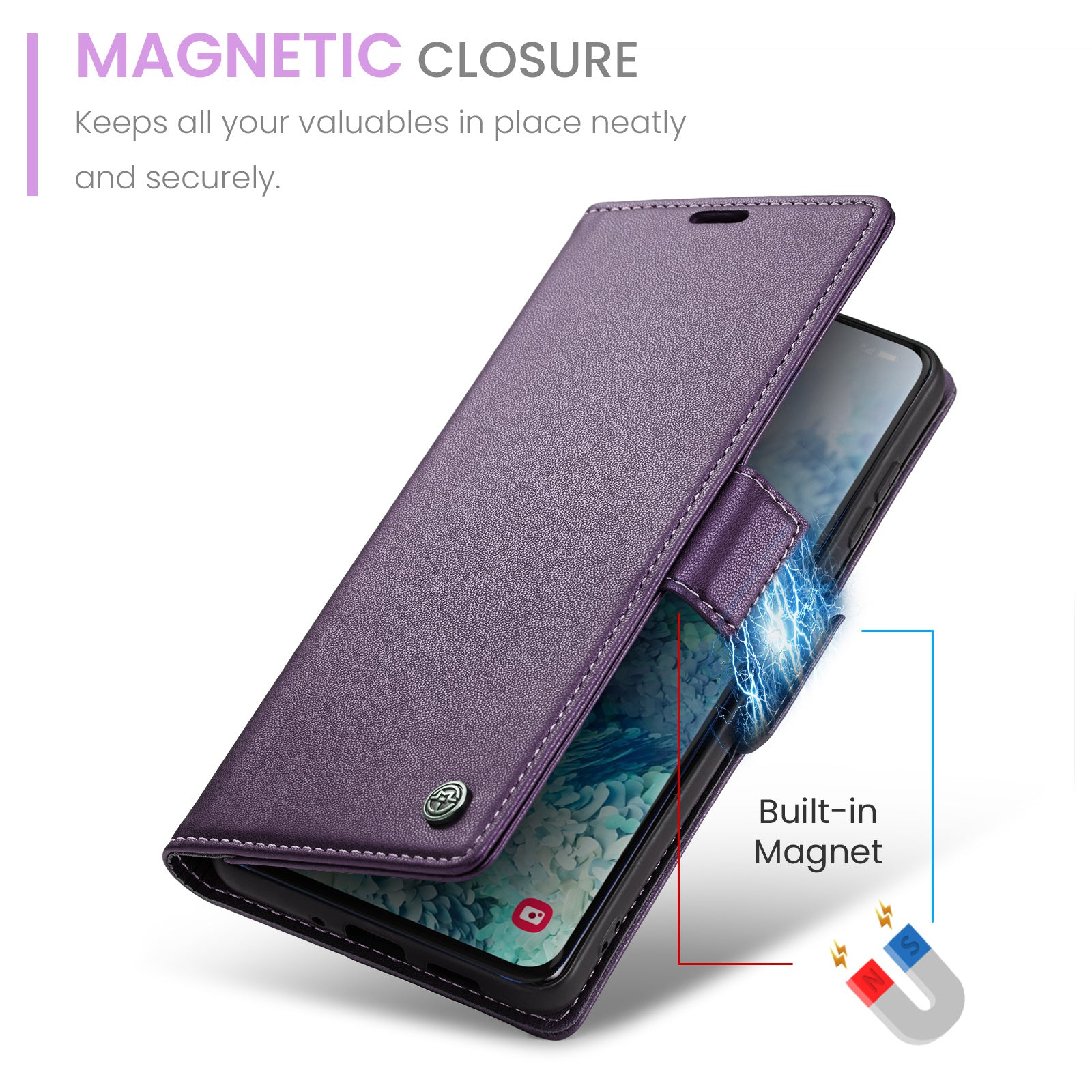 CASEME 023 Series Phone Stand Case for Samsung Galaxy S20 Plus 5G / 4G PU Leather RFID Blocking Wallet Cover - Purple