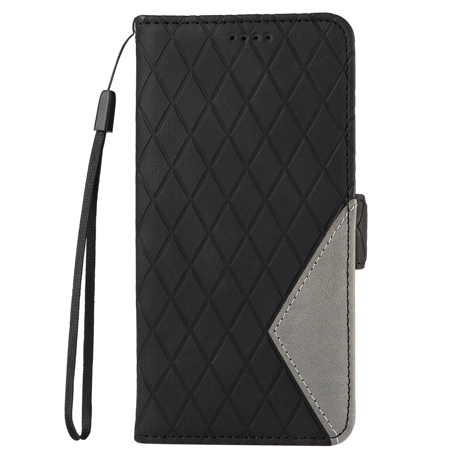 For Samsung Galaxy S20 FE / S20 FE 5G / S20 FE 2022 / S20 Lite Color Splicing Leather Case Rhombus Imprinted Wallet Stand Phone Cover - Black