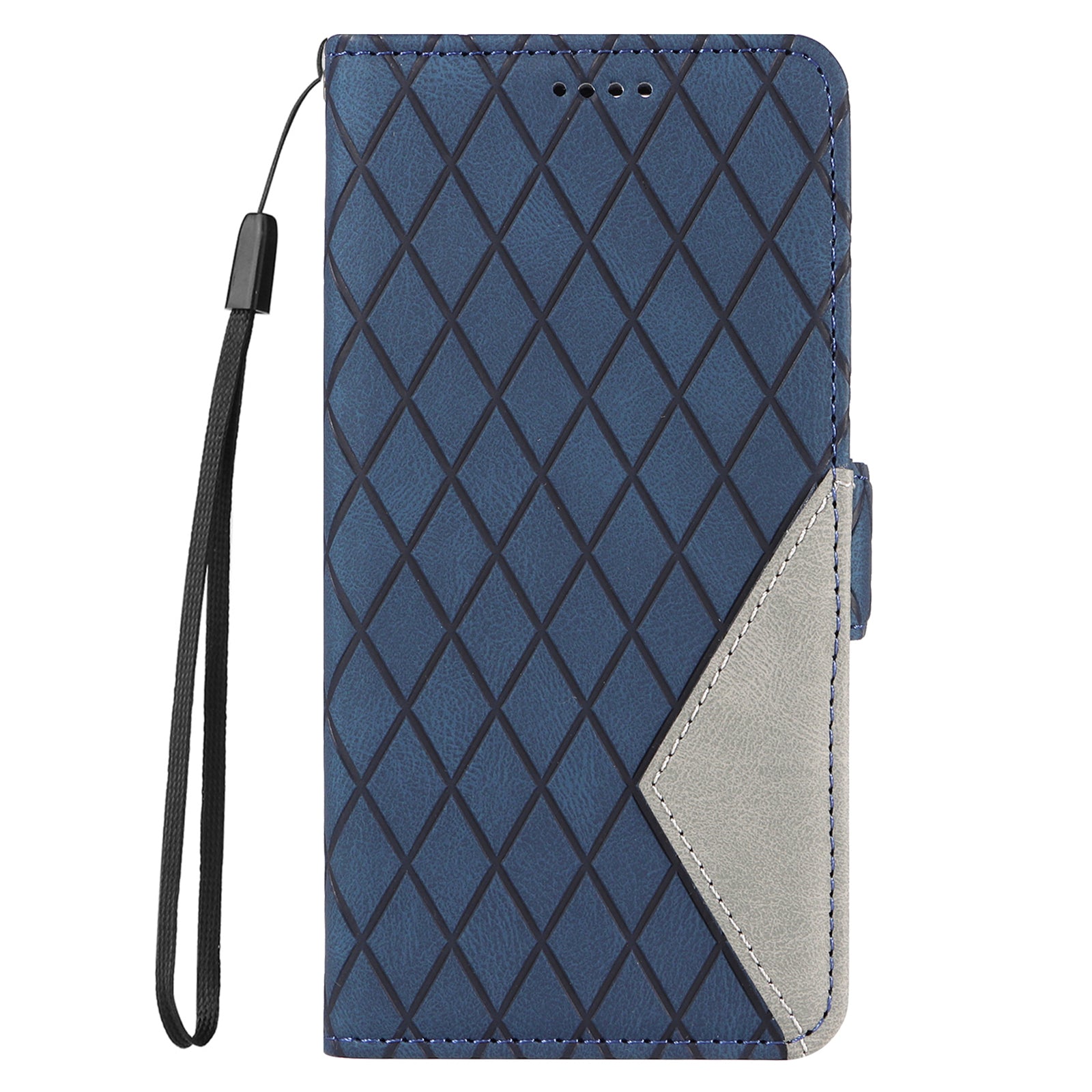 For Samsung Galaxy S20 FE / S20 FE 5G / S20 FE 2022 / S20 Lite Color Splicing Leather Case Rhombus Imprinted Wallet Stand Phone Cover - Blue