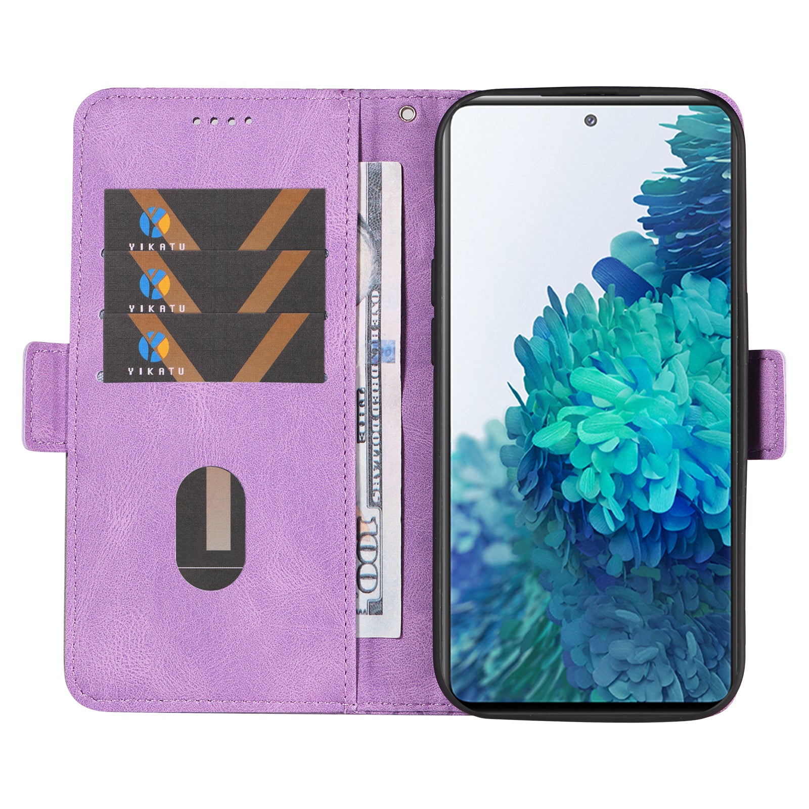 For Samsung Galaxy S20 FE / S20 FE 5G / S20 FE 2022 / S20 Lite Color Splicing Leather Case Rhombus Imprinted Wallet Stand Phone Cover - Purple