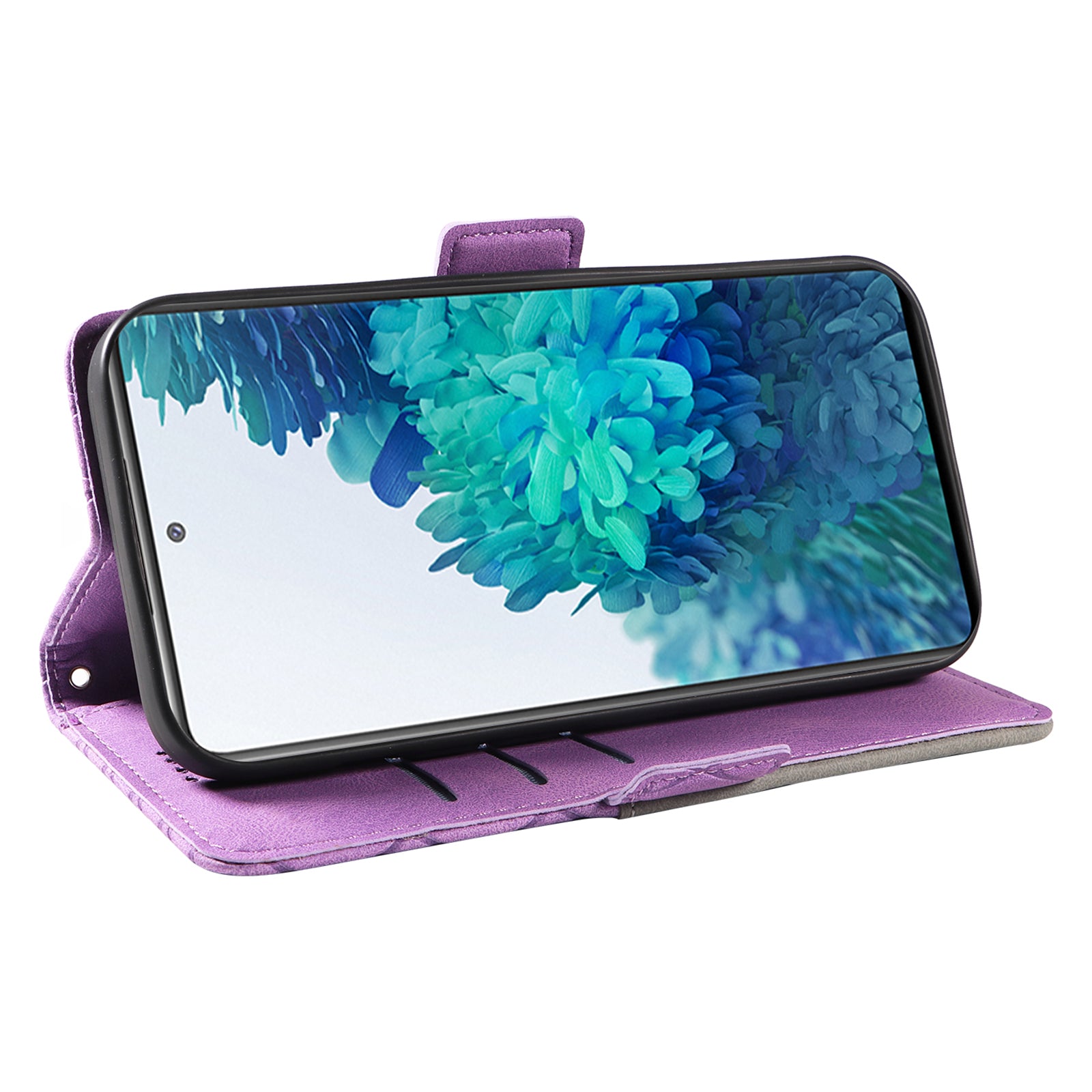 For Samsung Galaxy S20 FE / S20 FE 5G / S20 FE 2022 / S20 Lite Color Splicing Leather Case Rhombus Imprinted Wallet Stand Phone Cover - Purple