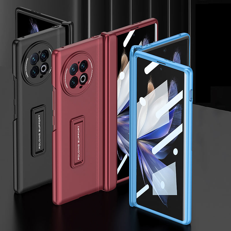 GKK For vivo X Fold2 Hard PC Kickstand Phone Case Magnetic Hinge Protection Cover with Tempered Glass Film - Blue