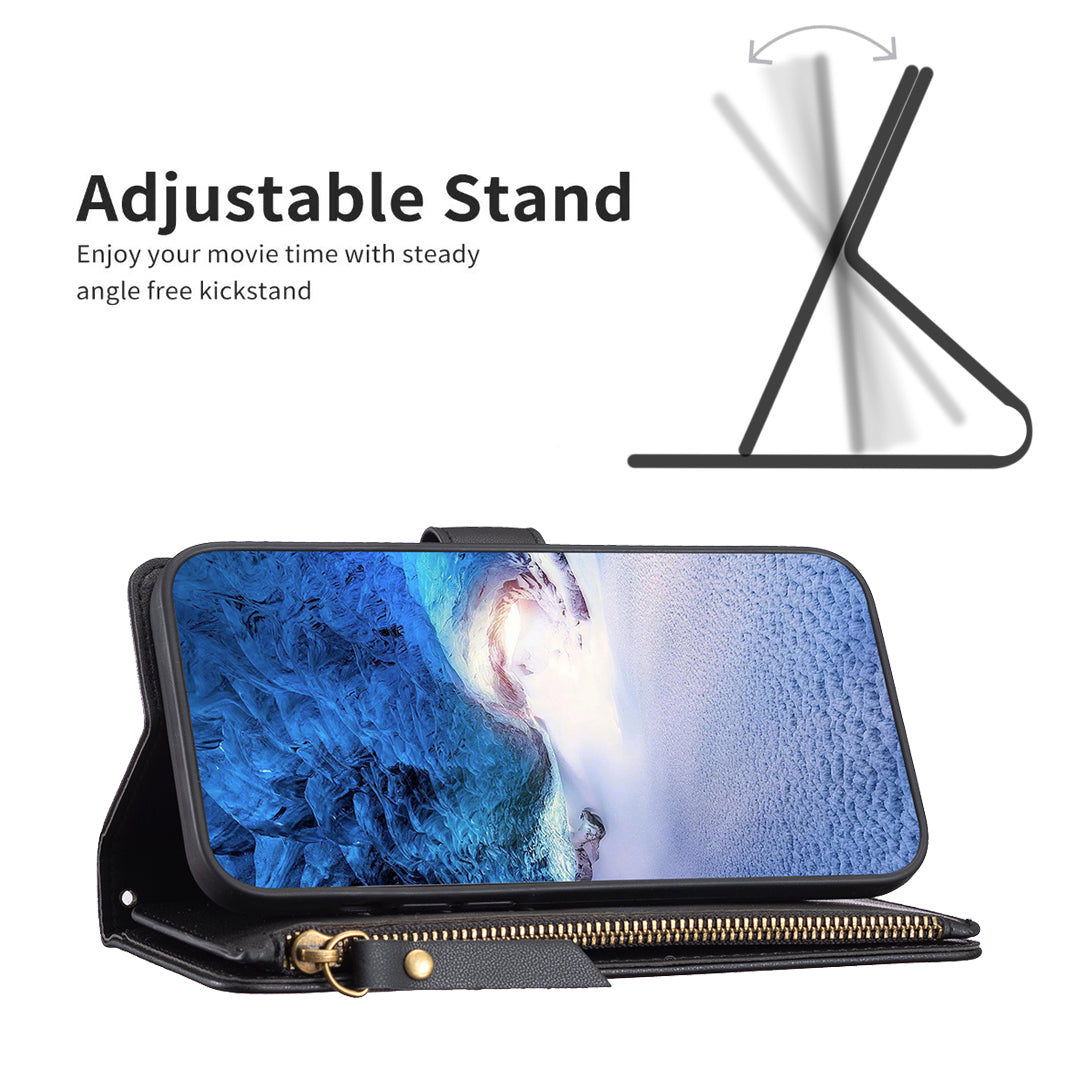 BF Style-19 for Samsung Galaxy S20 FE 5G / S20 FE / S20 FE 2022 / S20 Lite PU Leather Cover Wallet Stand Zippered Phone Case - Black