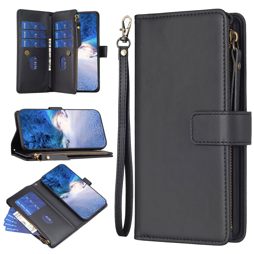 BF Style-19 for Samsung Galaxy S20 FE 5G / S20 FE / S20 FE 2022 / S20 Lite PU Leather Cover Wallet Stand Zippered Phone Case - Black