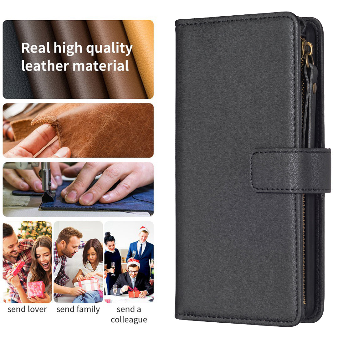 BF Style-19 for Samsung Galaxy S20 FE 5G / S20 FE / S20 FE 2022 / S20 Lite PU Leather Cover Wallet Stand Zippered Phone Case - Black