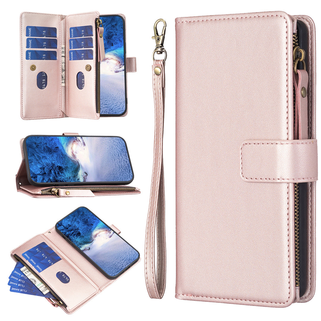 BF Style-19 for Samsung Galaxy S20 FE 5G / S20 FE / S20 FE 2022 / S20 Lite PU Leather Cover Wallet Stand Zippered Phone Case - Rose Gold