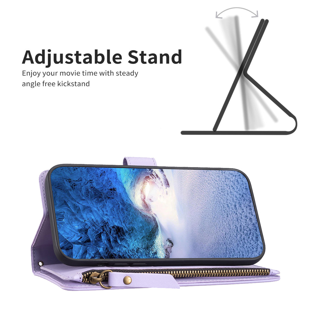 BF Style-19 for Samsung Galaxy S20 FE 5G / S20 FE / S20 FE 2022 / S20 Lite PU Leather Cover Wallet Stand Zippered Phone Case - Purple