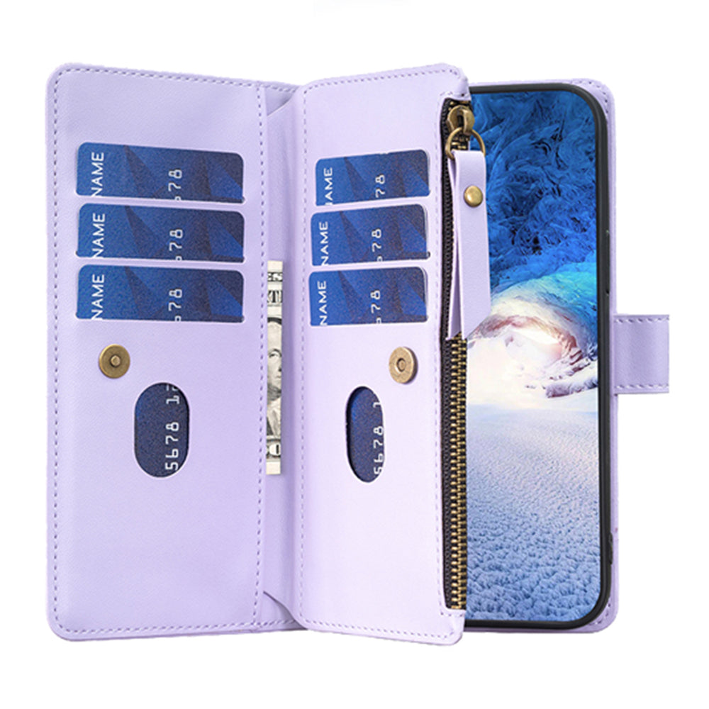 BF Style-19 for Samsung Galaxy S20 FE 5G / S20 FE / S20 FE 2022 / S20 Lite PU Leather Cover Wallet Stand Zippered Phone Case - Purple