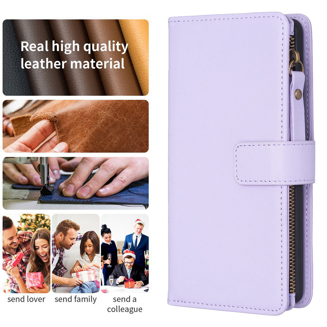 BF Style-19 for Samsung Galaxy S20 FE 5G / S20 FE / S20 FE 2022 / S20 Lite PU Leather Cover Wallet Stand Zippered Phone Case - Purple