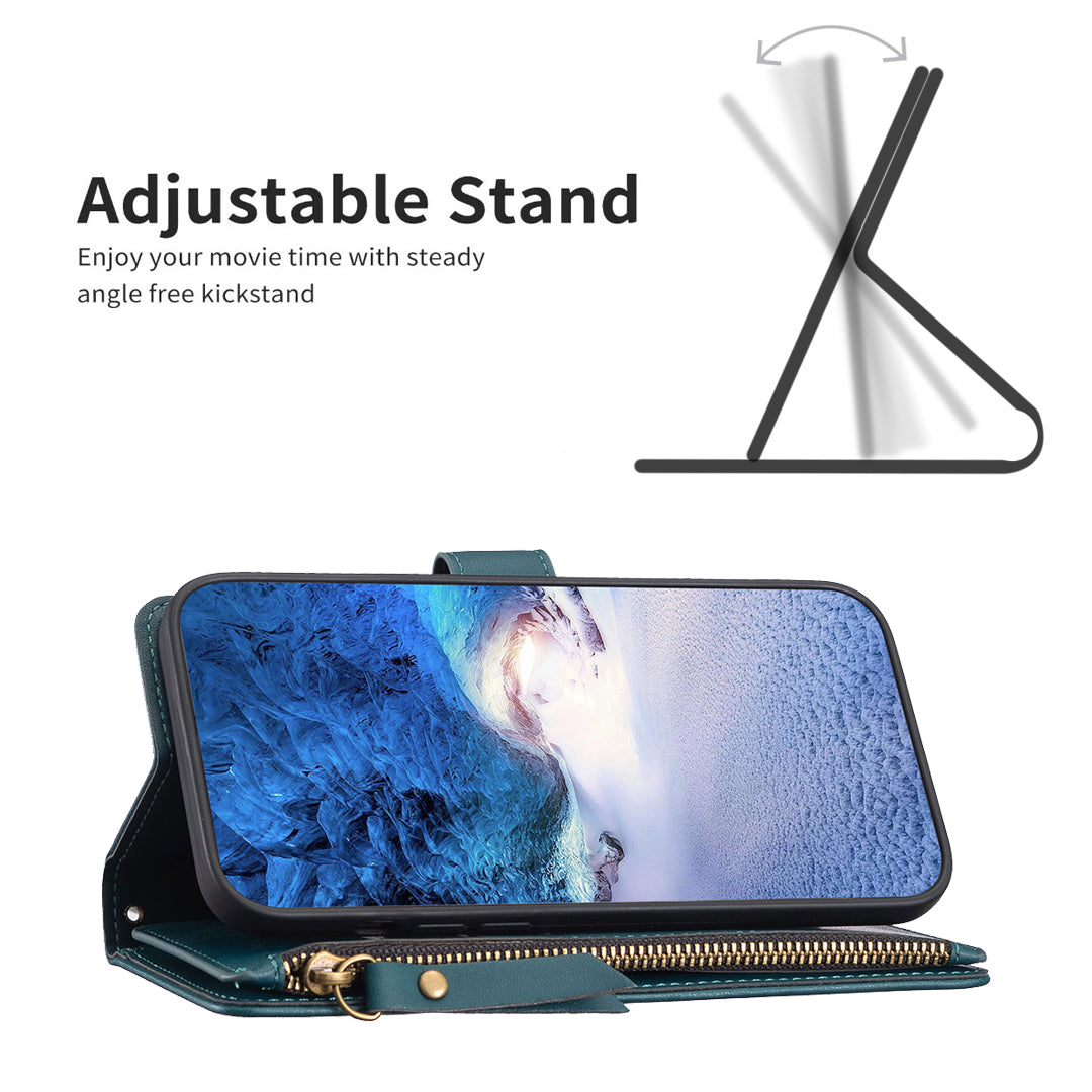 BF Style-19 for Samsung Galaxy S20 FE 5G / S20 FE / S20 FE 2022 / S20 Lite PU Leather Cover Wallet Stand Zippered Phone Case - Green