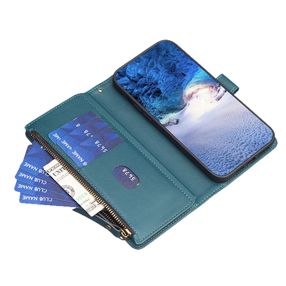 BF Style-19 for Samsung Galaxy S20 FE 5G / S20 FE / S20 FE 2022 / S20 Lite PU Leather Cover Wallet Stand Zippered Phone Case - Green