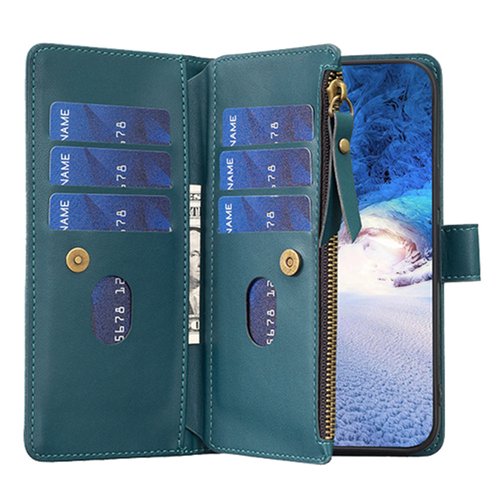 BF Style-19 for Samsung Galaxy S20 FE 5G / S20 FE / S20 FE 2022 / S20 Lite PU Leather Cover Wallet Stand Zippered Phone Case - Green