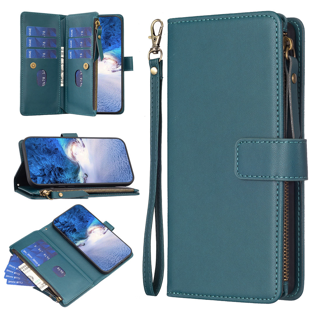 BF Style-19 for Samsung Galaxy S20 FE 5G / S20 FE / S20 FE 2022 / S20 Lite PU Leather Cover Wallet Stand Zippered Phone Case - Green