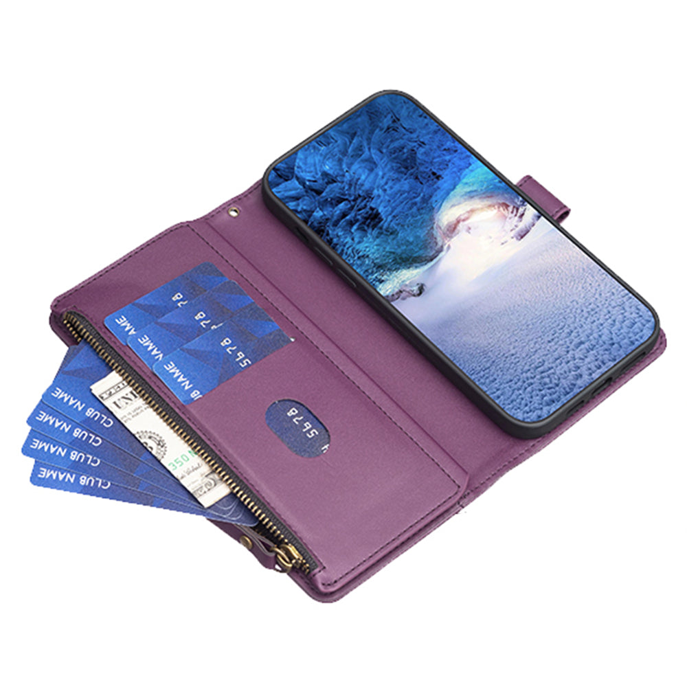 BF Style-19 for Samsung Galaxy S20 FE 5G / S20 FE / S20 FE 2022 / S20 Lite PU Leather Cover Wallet Stand Zippered Phone Case - Dark Purple