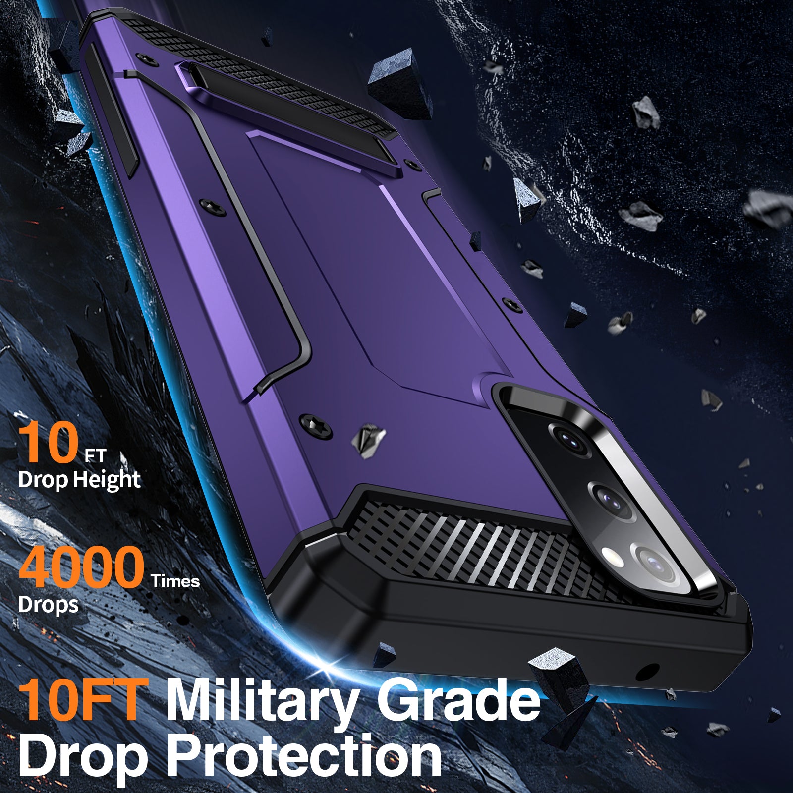 For Samsung Galaxy S20 FE / FE 5G / FE 2022 / S20 Lite Kickstand Case TPU+PC Dual Layer Protection Anti-drop Phone Cover - Purple