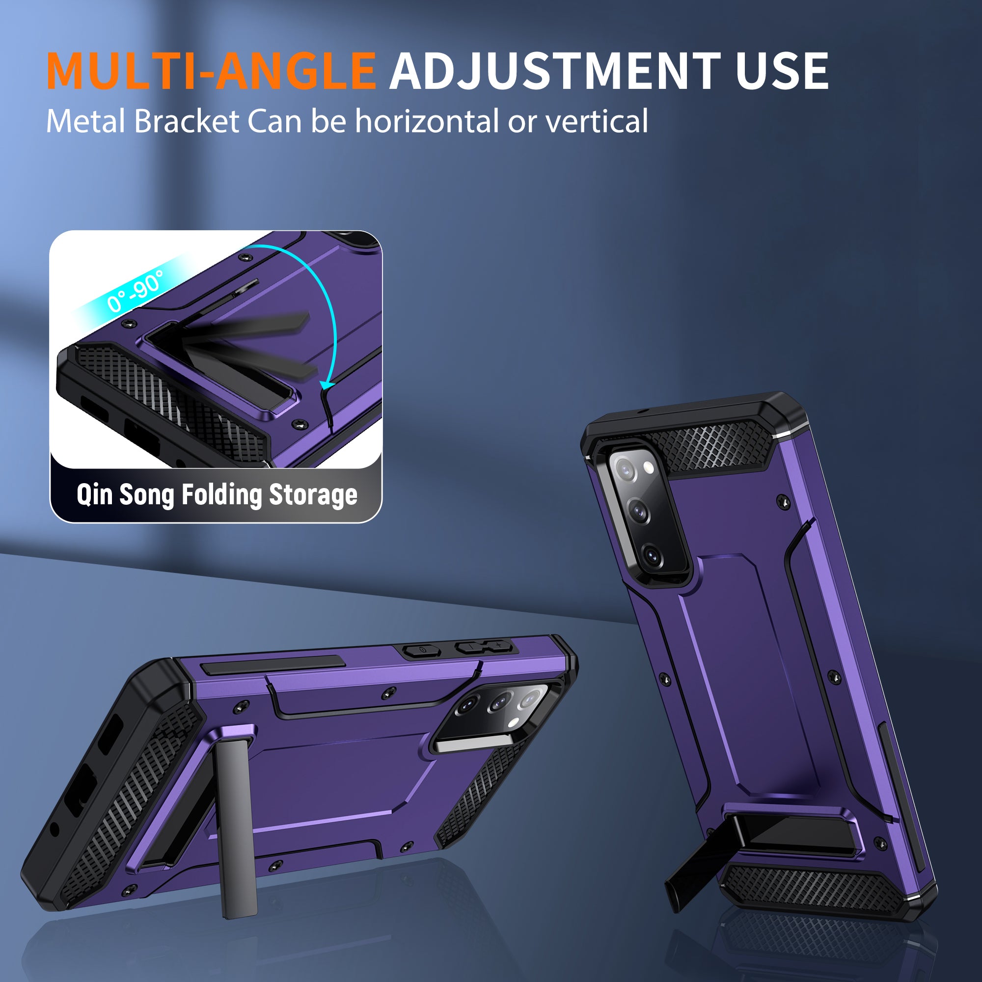 For Samsung Galaxy S20 FE / FE 5G / FE 2022 / S20 Lite Kickstand Case TPU+PC Dual Layer Protection Anti-drop Phone Cover - Purple