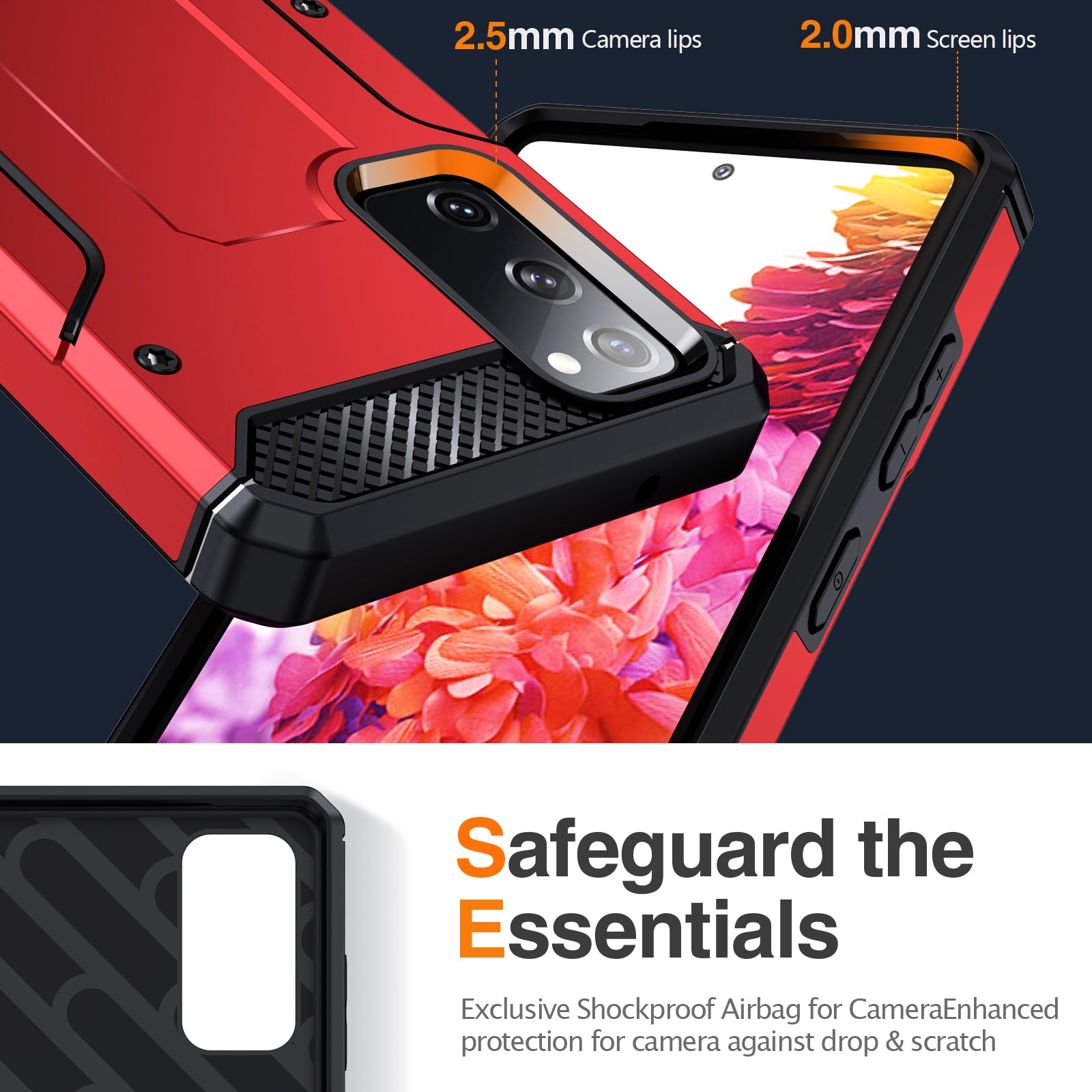 For Samsung Galaxy S20 FE / FE 5G / FE 2022 / S20 Lite Kickstand Case TPU+PC Dual Layer Protection Anti-drop Phone Cover - Red