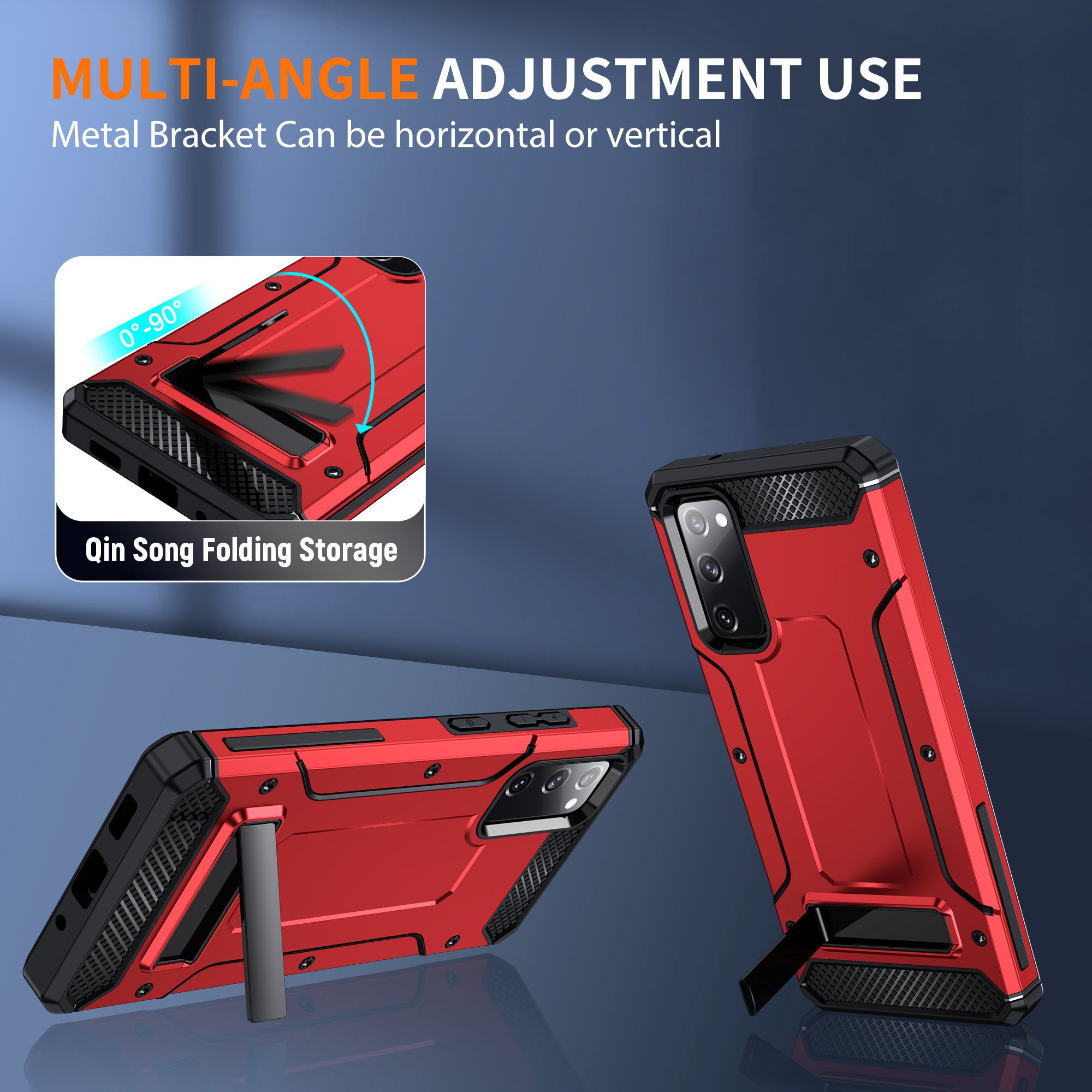 For Samsung Galaxy S20 FE / FE 5G / FE 2022 / S20 Lite Kickstand Case TPU+PC Dual Layer Protection Anti-drop Phone Cover - Red