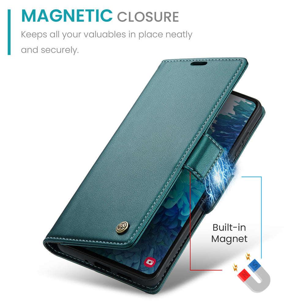 CASEME 023 Series for Samsung Galaxy S20 FE / S20 FE 5G / S20 FE 2022 / S20 Lite Phone Leather Case RFID Blocking Wallet Cover - Green